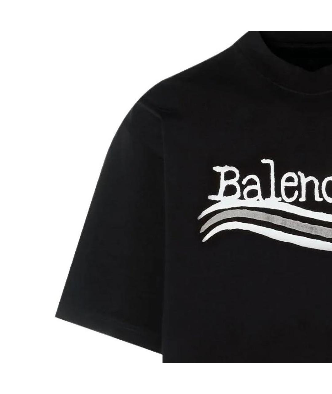 BALENCIAGA Черная хлопковая футболка, фото 6
