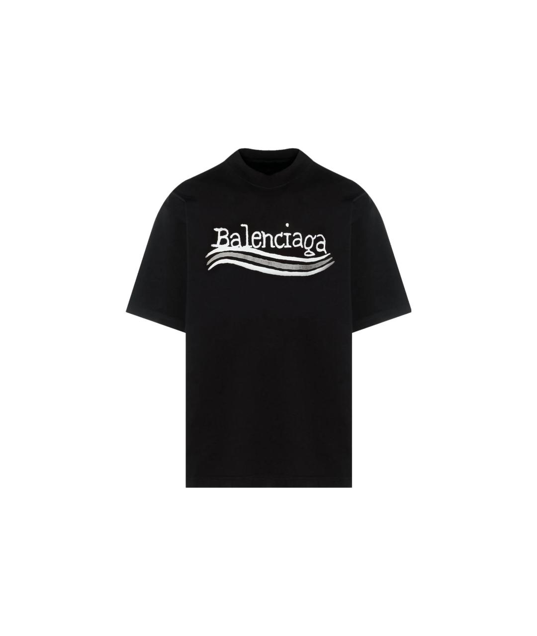 BALENCIAGA Черная хлопковая футболка, фото 1