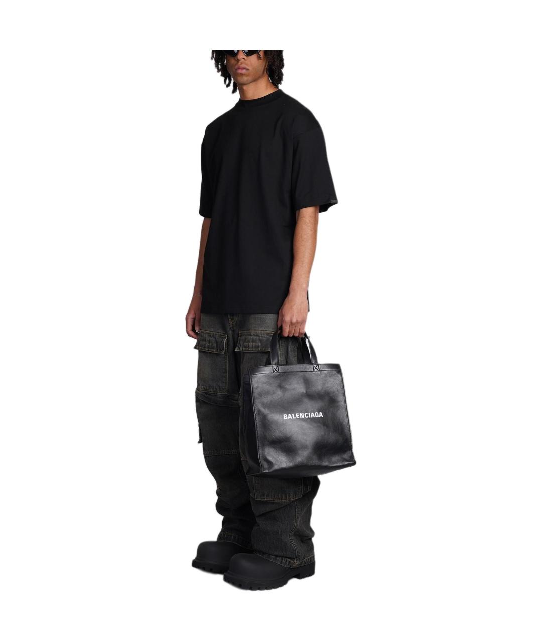 BALENCIAGA Черная хлопковая футболка, фото 2