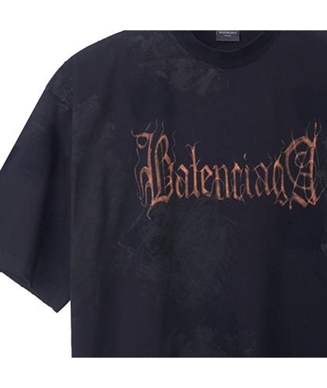 BALENCIAGA Черная хлопковая футболка, фото 7