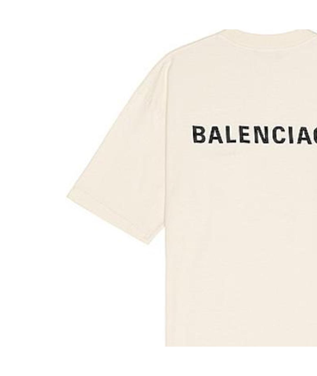 BALENCIAGA Бежевая хлопковая футболка, фото 6