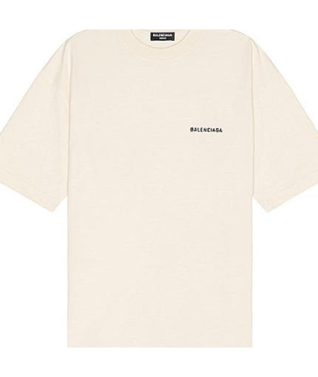 BALENCIAGA Бежевая хлопковая футболка, фото 5