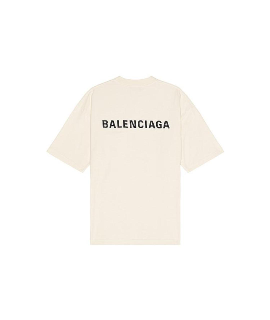 BALENCIAGA Бежевая хлопковая футболка, фото 2