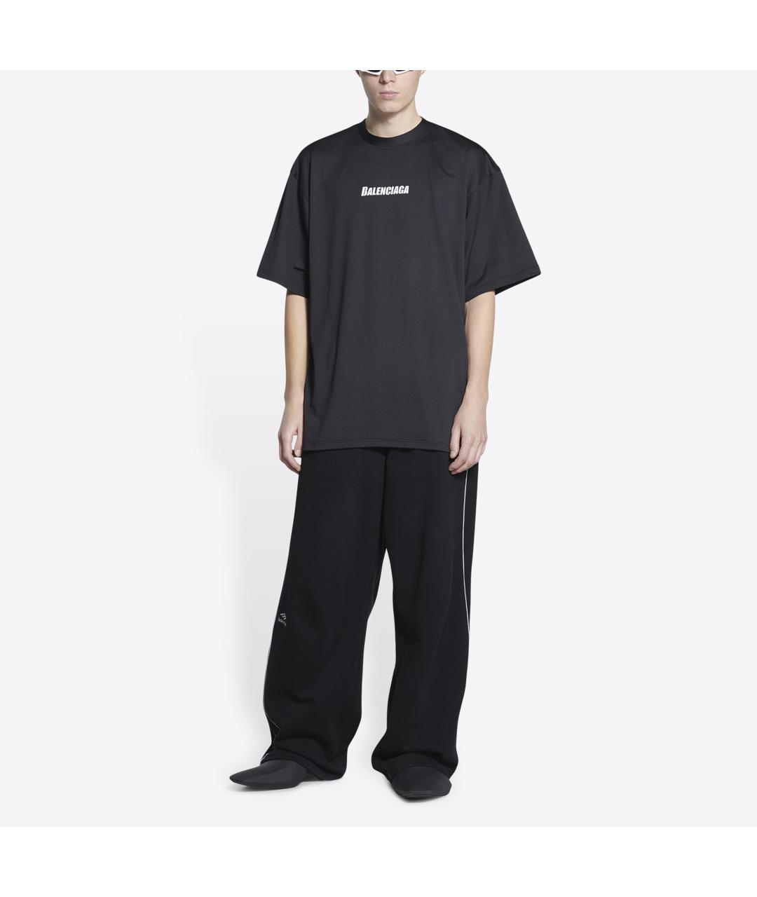 BALENCIAGA Черная хлопковая футболка, фото 3