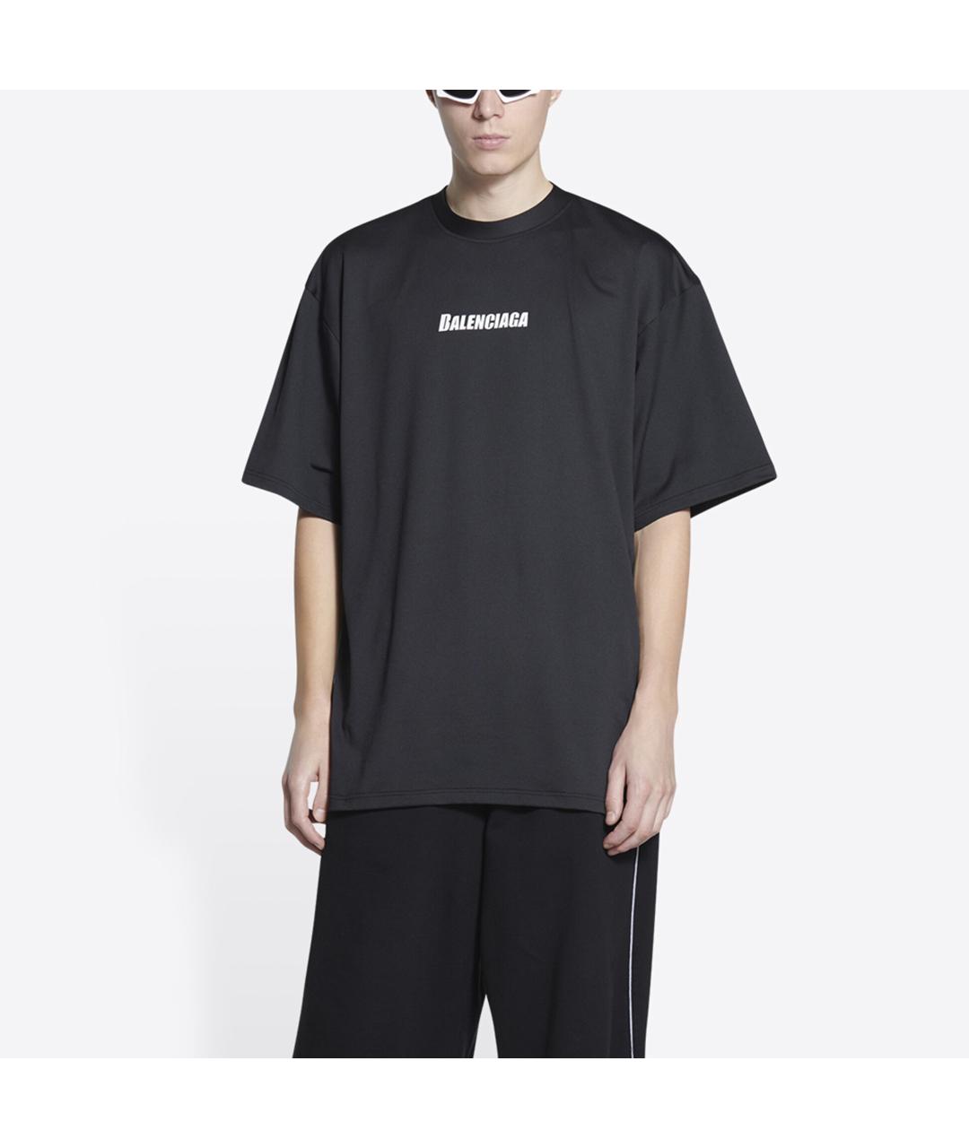BALENCIAGA Черная хлопковая футболка, фото 4