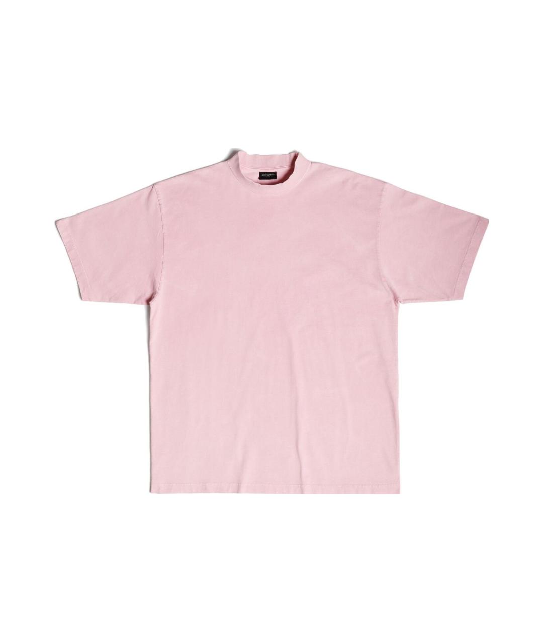 BALENCIAGA Розовая хлопковая футболка, фото 1