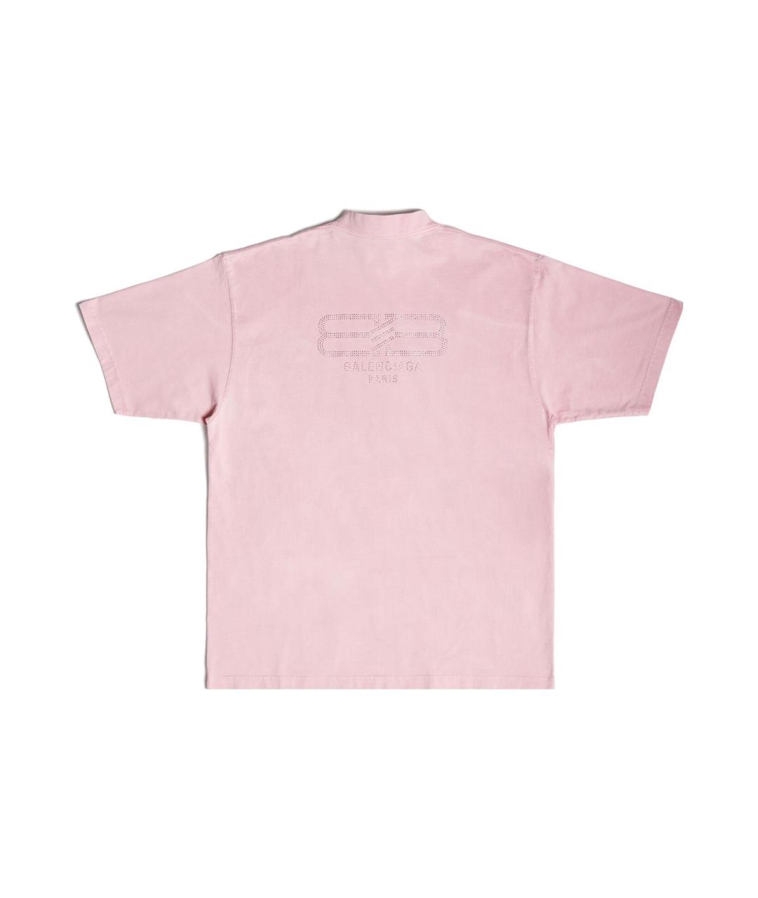 BALENCIAGA Розовая хлопковая футболка, фото 2