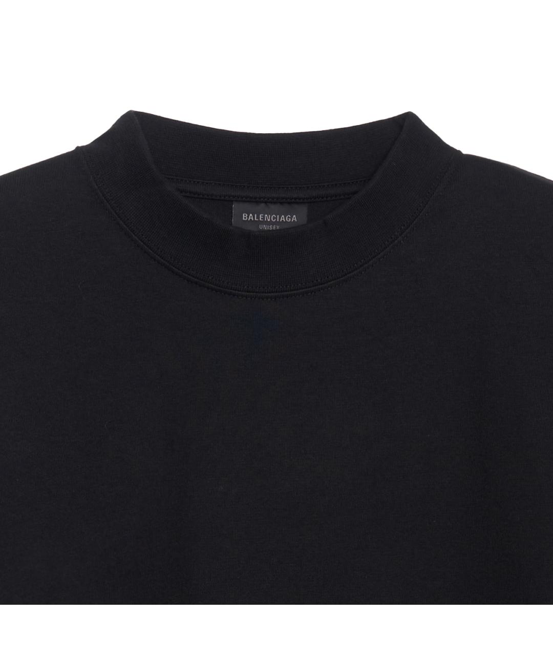 BALENCIAGA Черная хлопковая футболка, фото 4