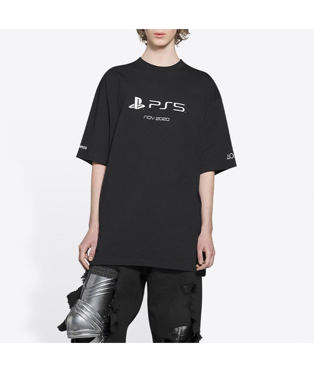 BALENCIAGA Черная хлопковая футболка, фото 3