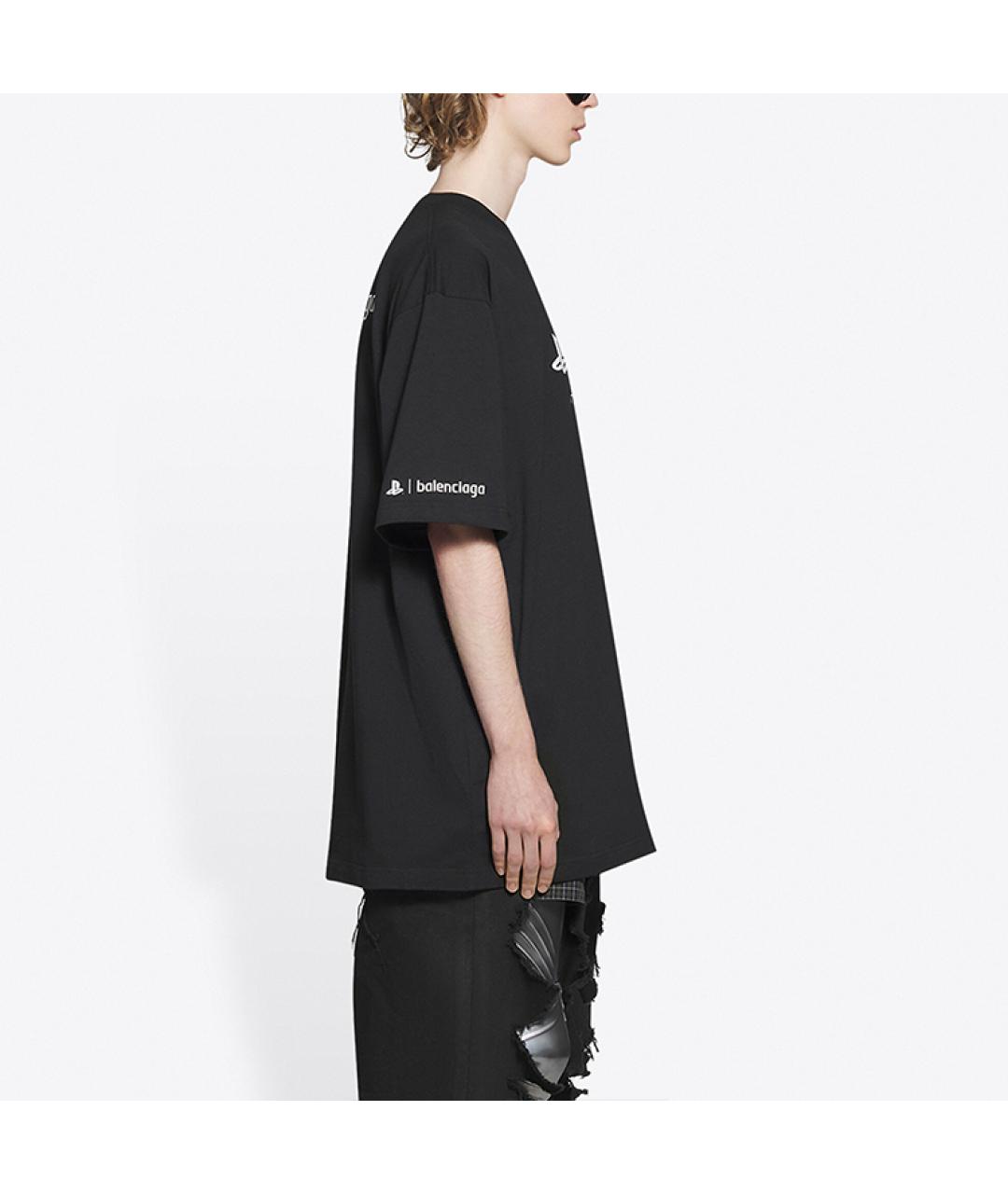 BALENCIAGA Черная хлопковая футболка, фото 5