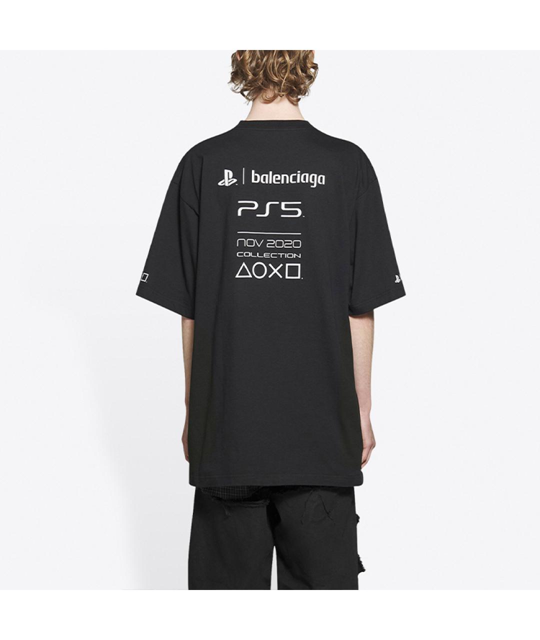 BALENCIAGA Черная хлопковая футболка, фото 4