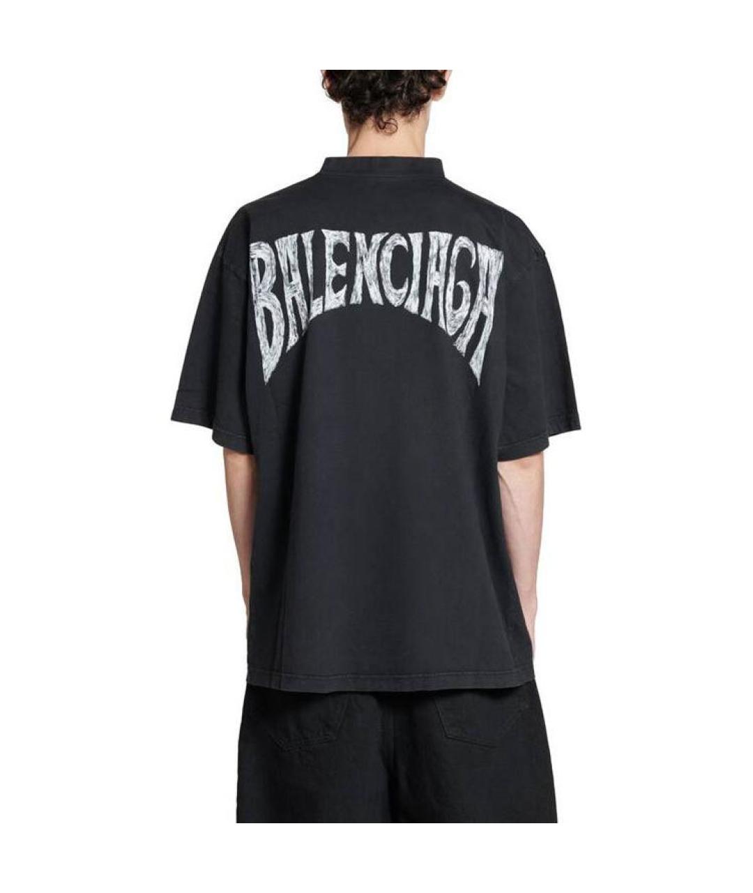 BALENCIAGA Черная хлопковая футболка, фото 5