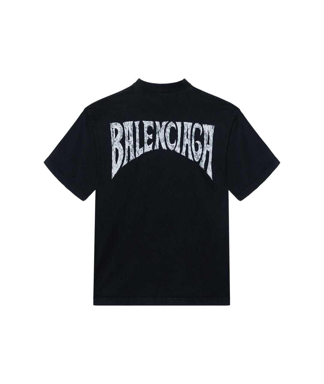 BALENCIAGA Черная хлопковая футболка, фото 2