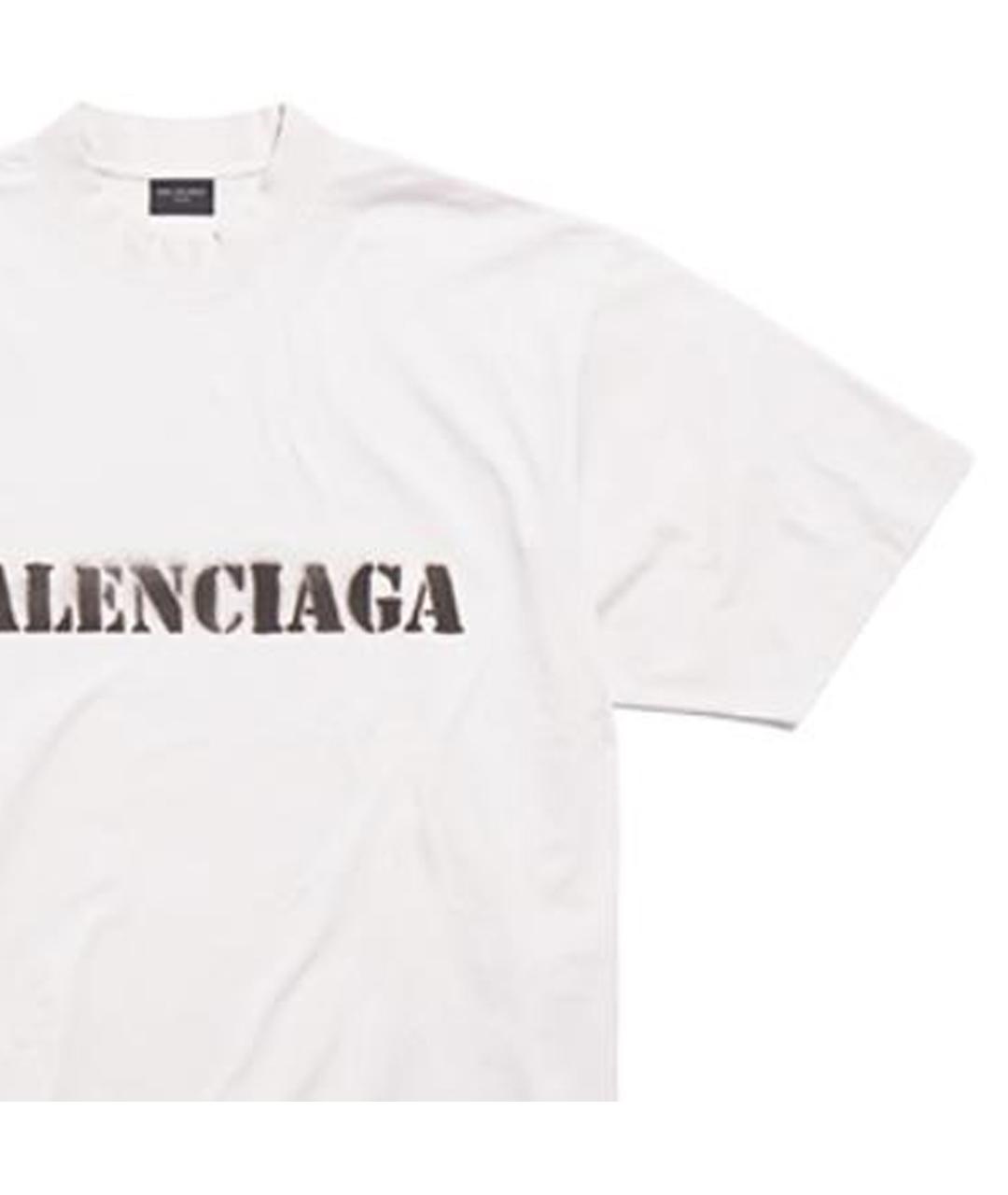 BALENCIAGA Белая хлопковая футболка, фото 8
