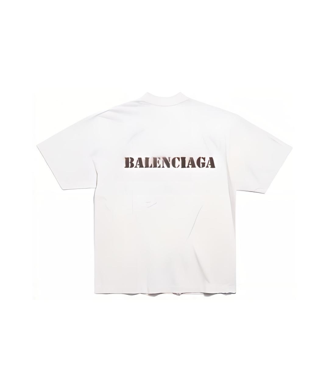 BALENCIAGA Белая хлопковая футболка, фото 2