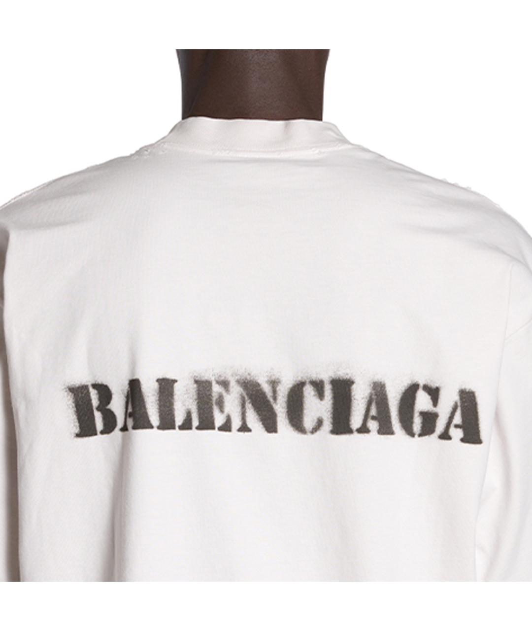 BALENCIAGA Белая хлопковая футболка, фото 6