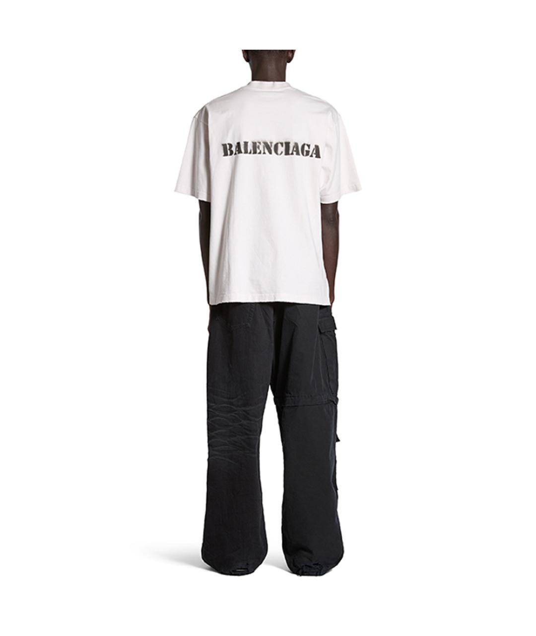 BALENCIAGA Белая хлопковая футболка, фото 4