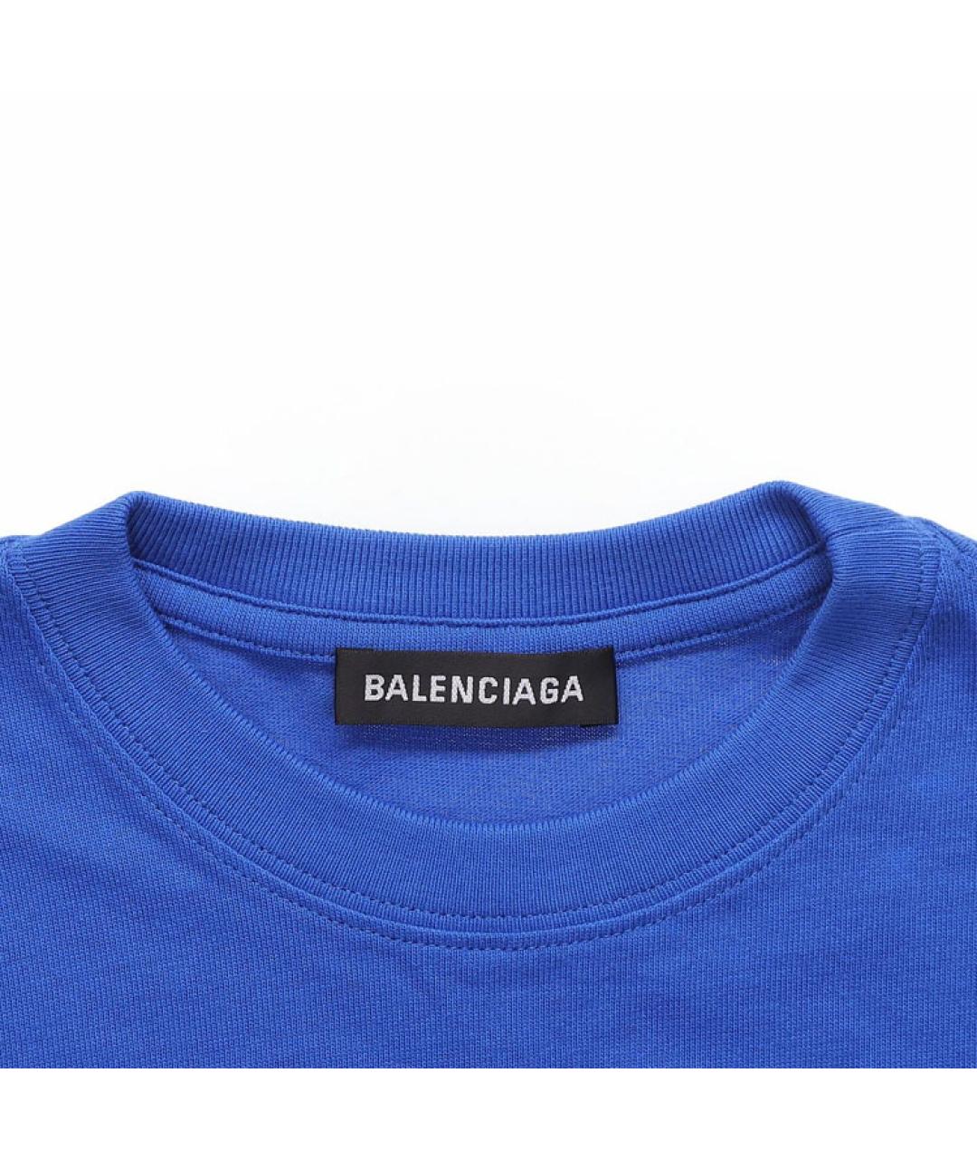 BALENCIAGA Синяя хлопковая футболка, фото 5