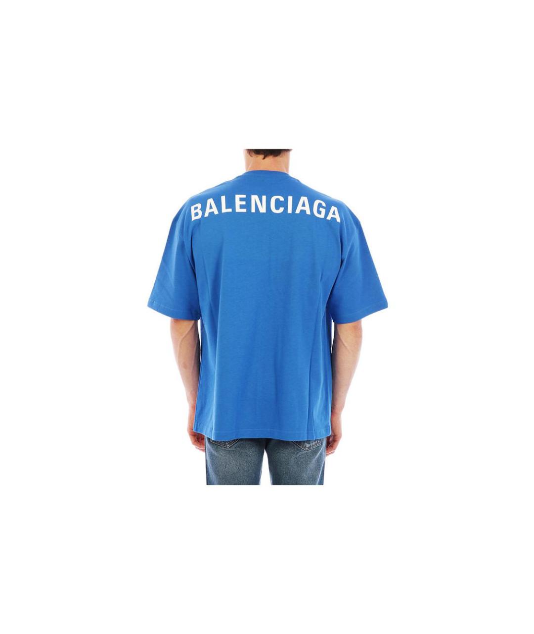 BALENCIAGA Синяя хлопковая футболка, фото 2