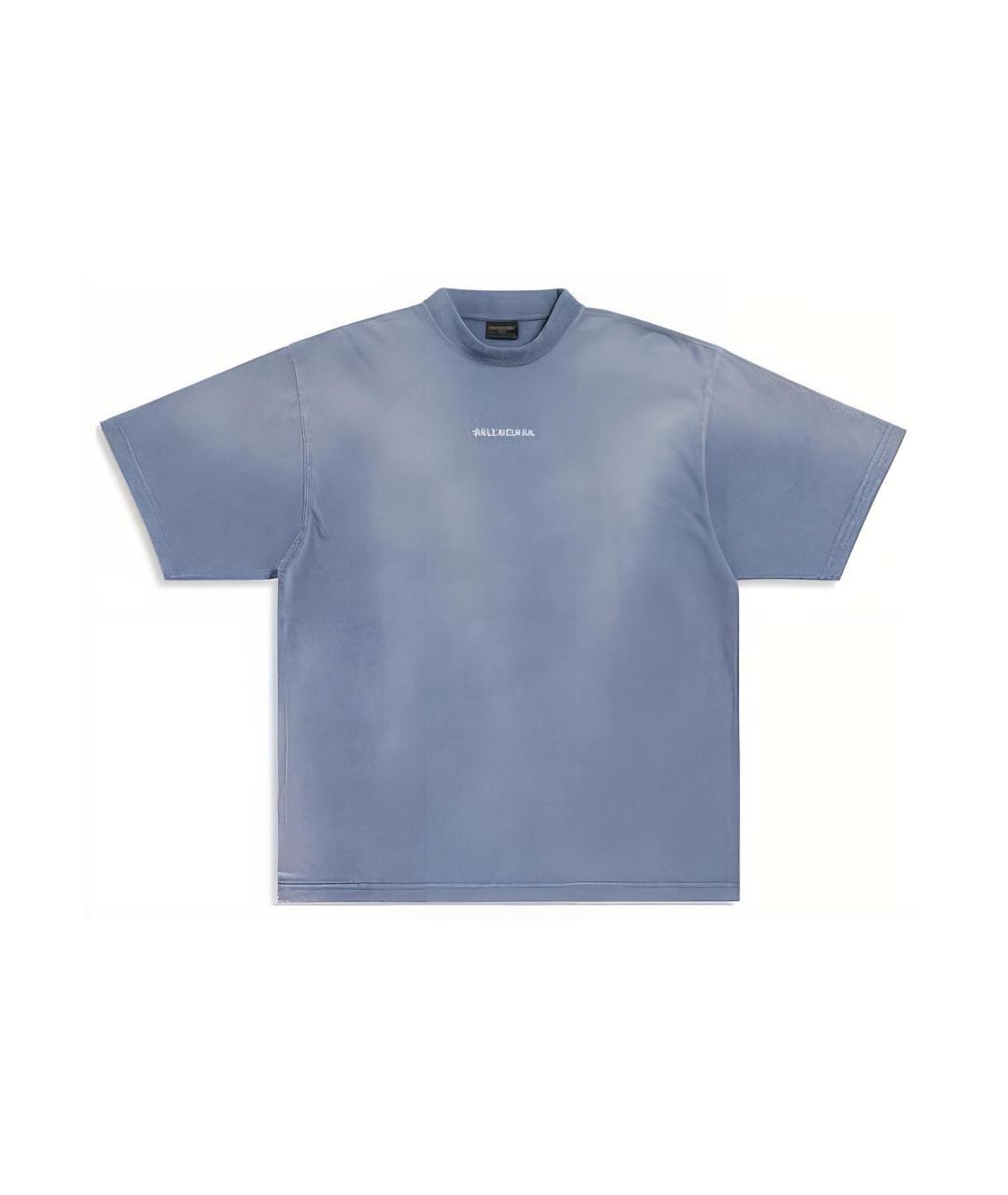 BALENCIAGA Синяя хлопковая футболка, фото 1