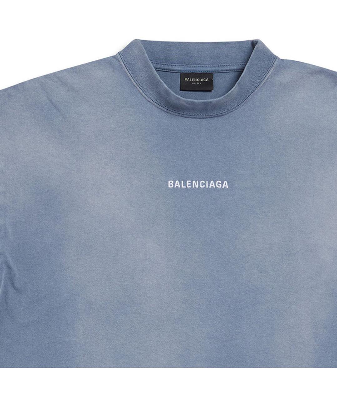 BALENCIAGA Синяя хлопковая футболка, фото 3