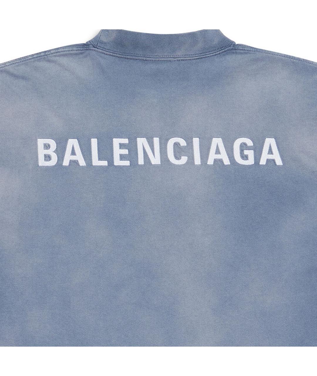 BALENCIAGA Синяя хлопковая футболка, фото 5