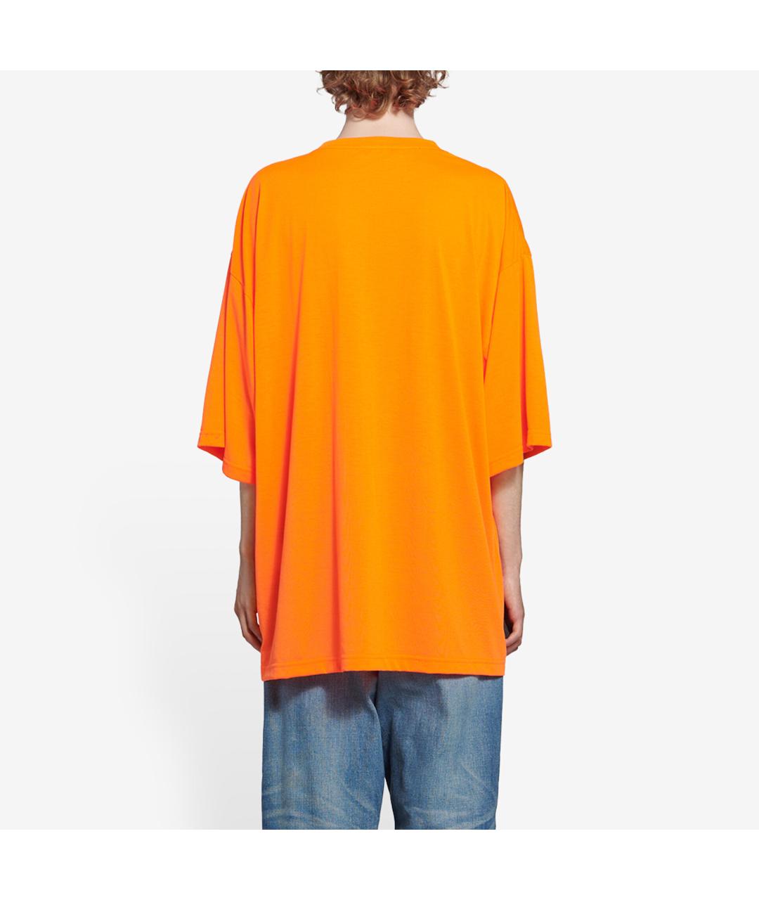 BALENCIAGA Оранжевая хлопковая футболка, фото 5