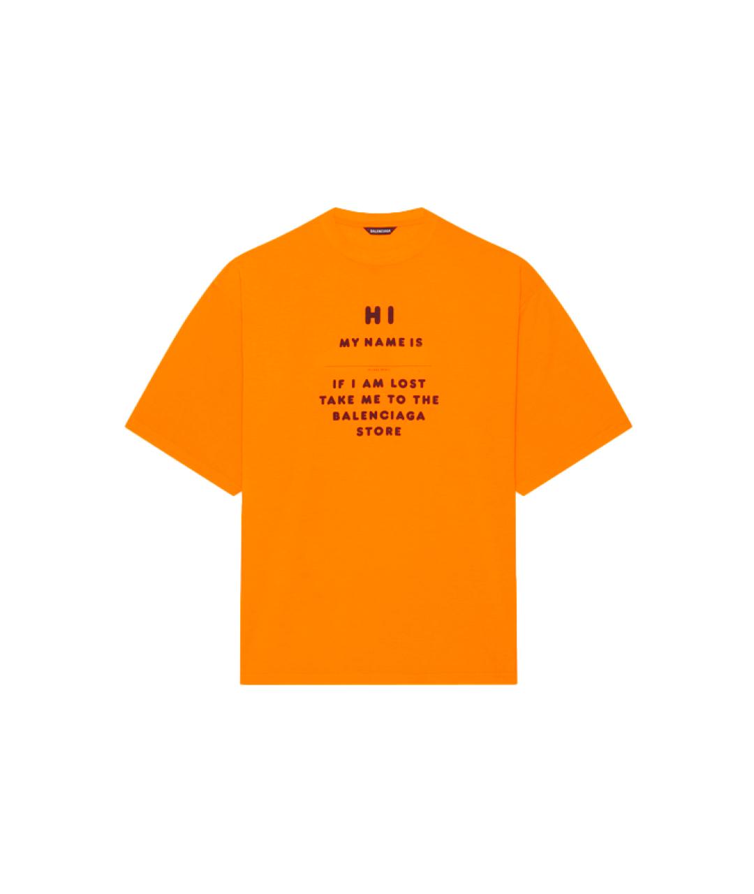 BALENCIAGA Оранжевая хлопковая футболка, фото 1