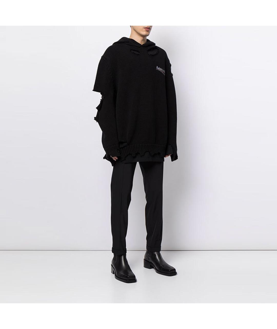 BALENCIAGA Черный кашемировый джемпер / свитер, фото 4