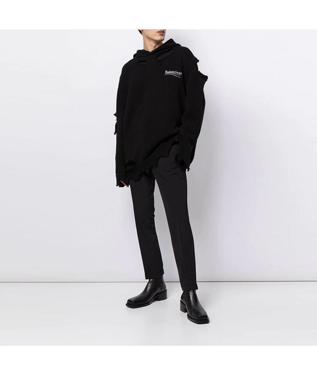 BALENCIAGA Черный кашемировый джемпер / свитер, фото 3