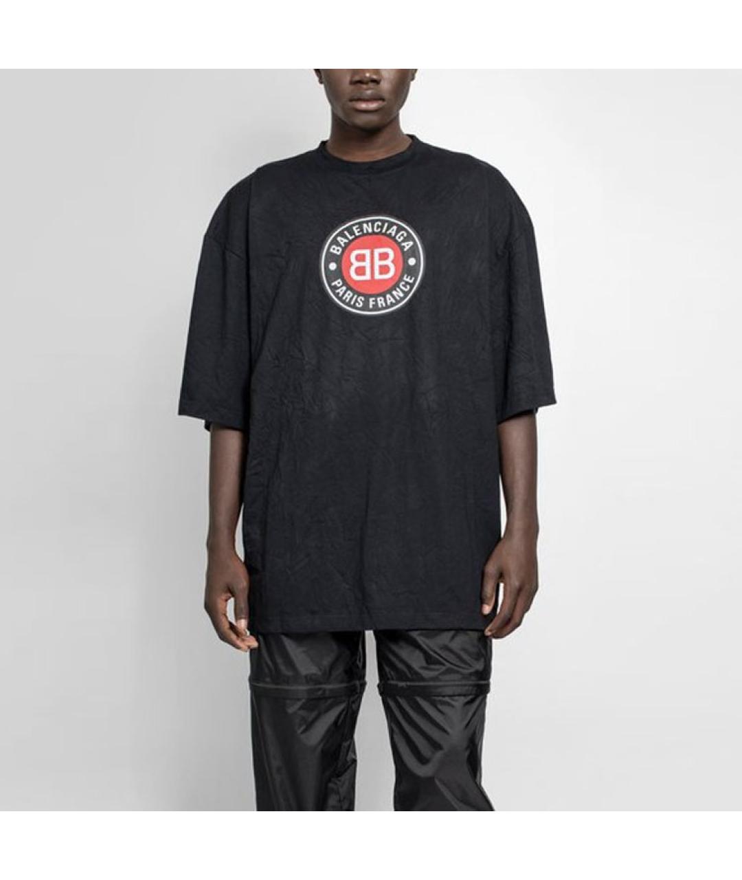 BALENCIAGA Черная хлопковая футболка, фото 3