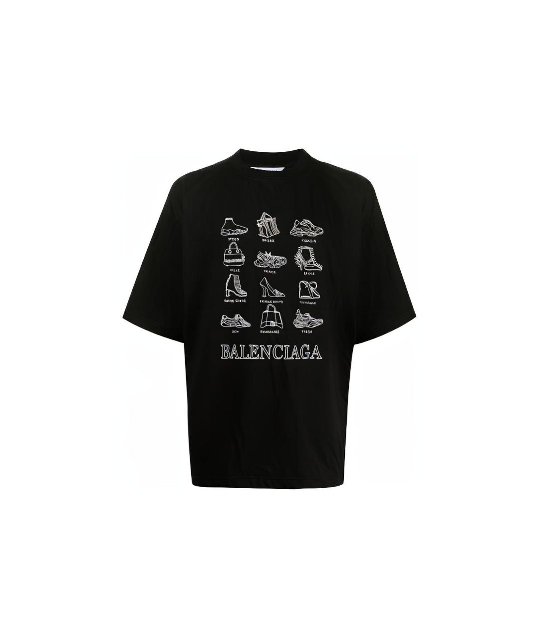 BALENCIAGA Черная хлопковая футболка, фото 1