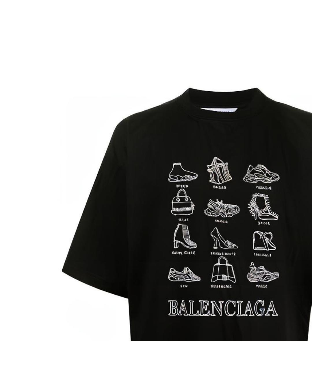 BALENCIAGA Черная хлопковая футболка, фото 4