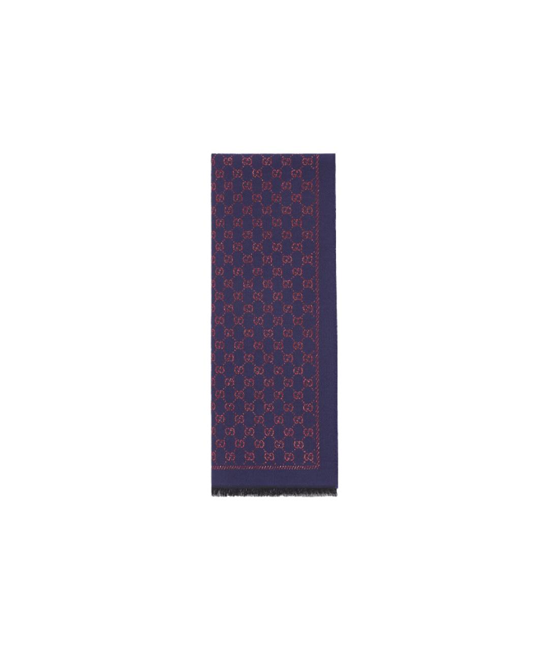 GUCCI Темно-синий шерстяной шарф, фото 1