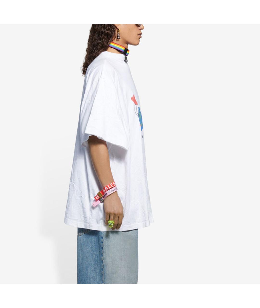 BALENCIAGA Белая хлопковая футболка, фото 4