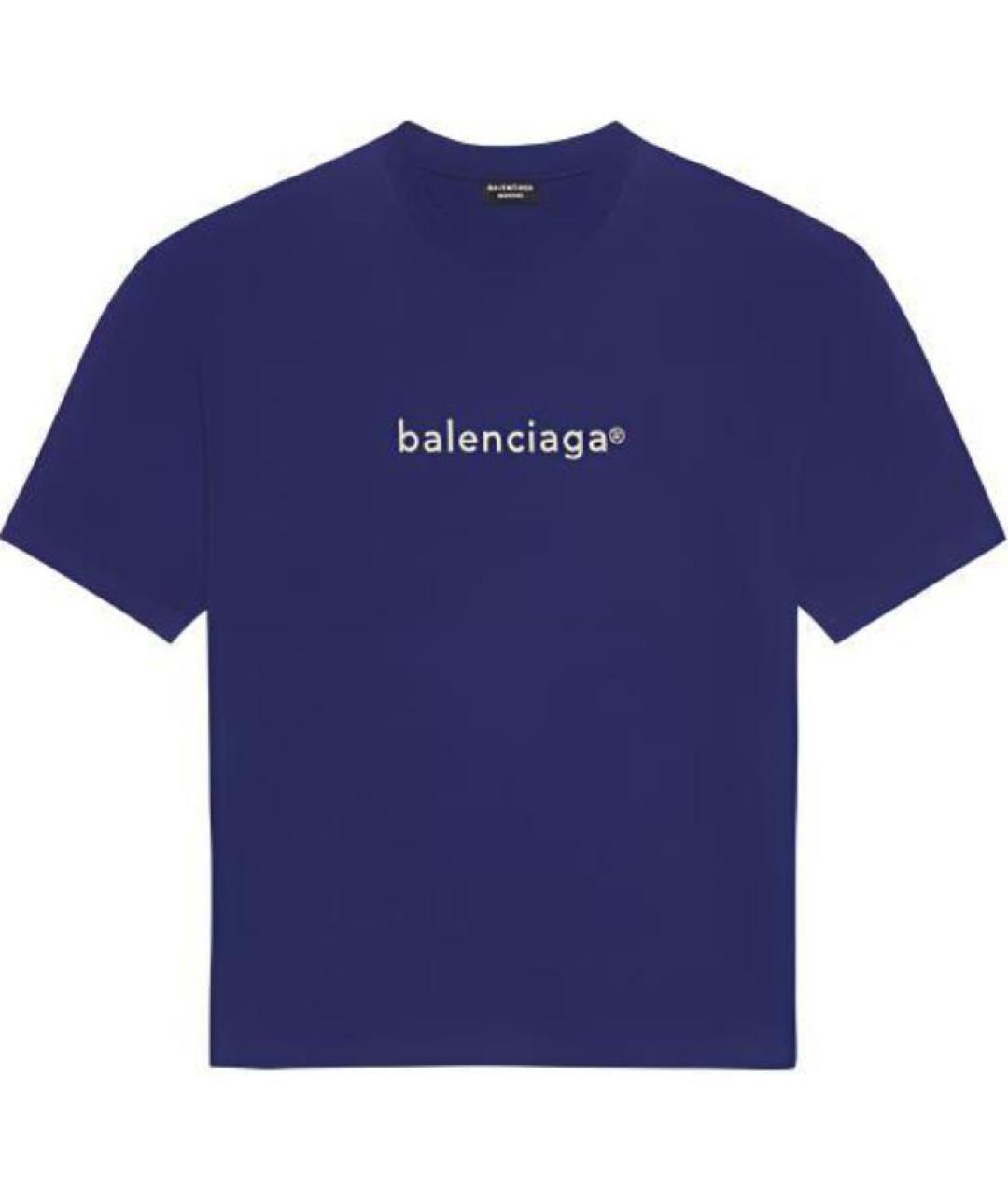 BALENCIAGA Синяя хлопковая футболка, фото 1