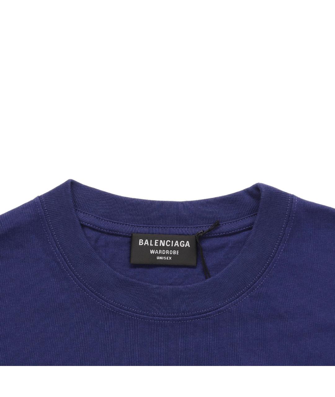 BALENCIAGA Синяя хлопковая футболка, фото 6