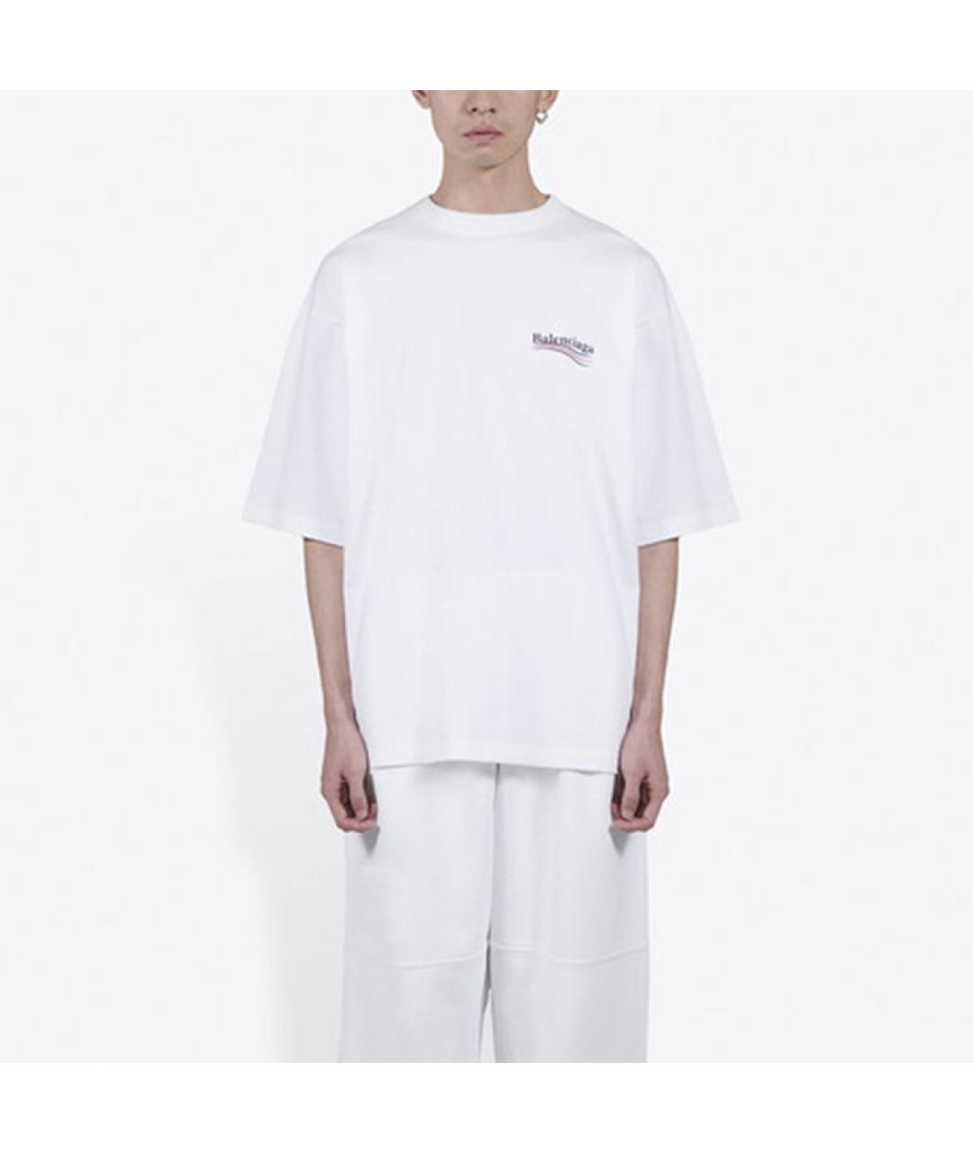 BALENCIAGA Белая хлопковая футболка, фото 5
