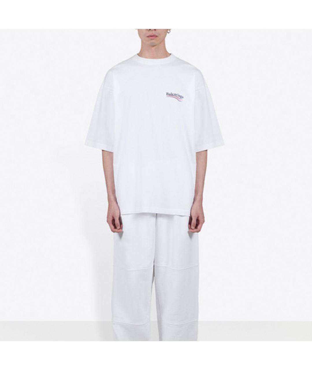 BALENCIAGA Белая хлопковая футболка, фото 3