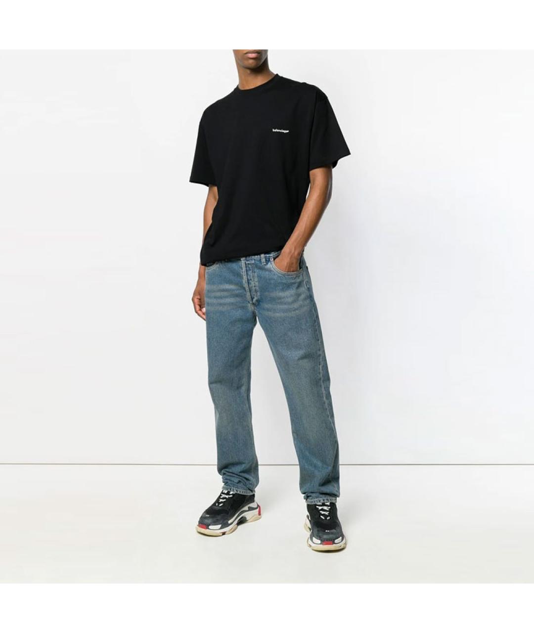 BALENCIAGA Черная хлопковая футболка, фото 3