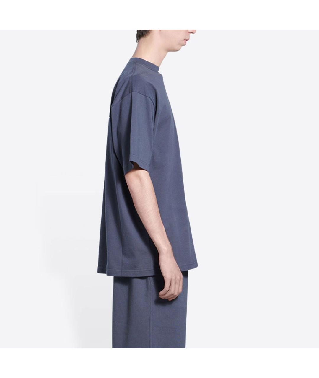 BALENCIAGA Синяя хлопковая футболка, фото 6