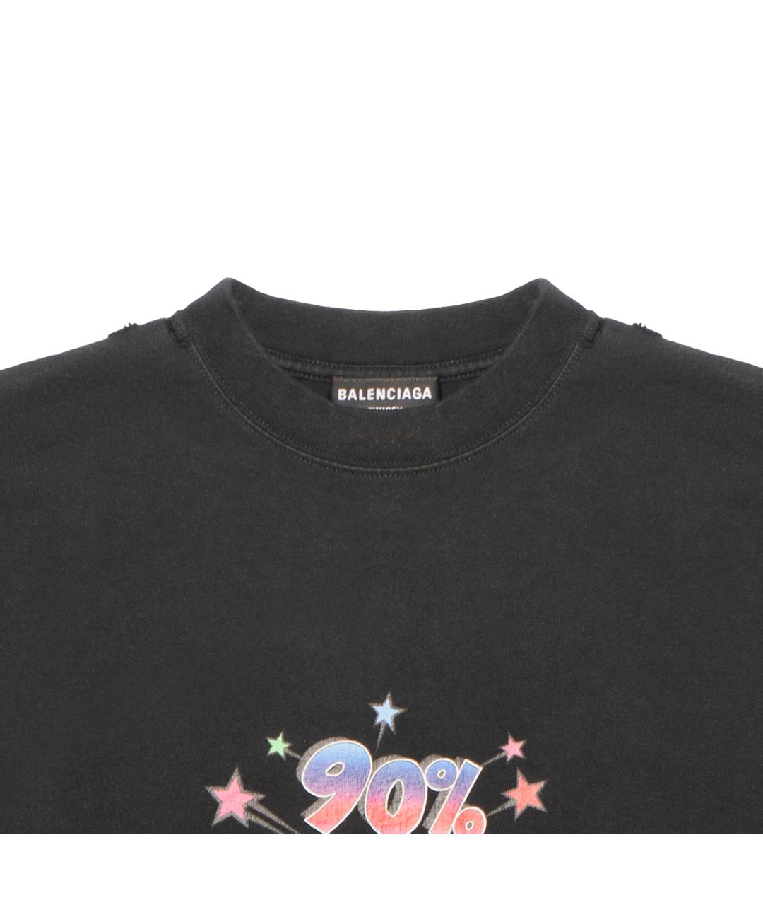 BALENCIAGA Черная хлопковая футболка, фото 3
