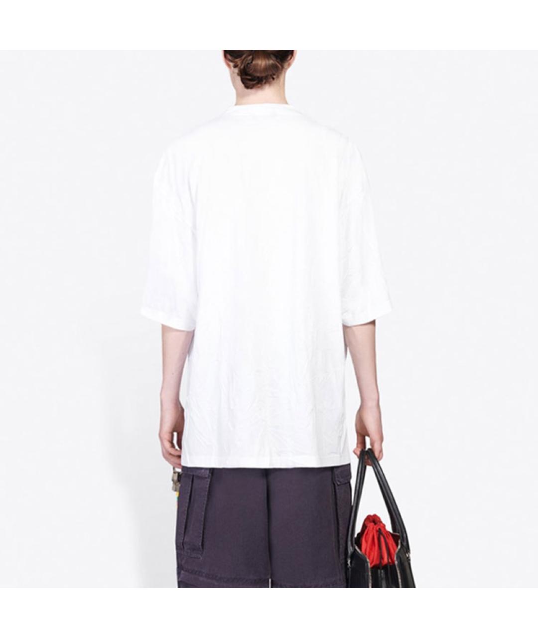 BALENCIAGA Белая хлопковая футболка, фото 6