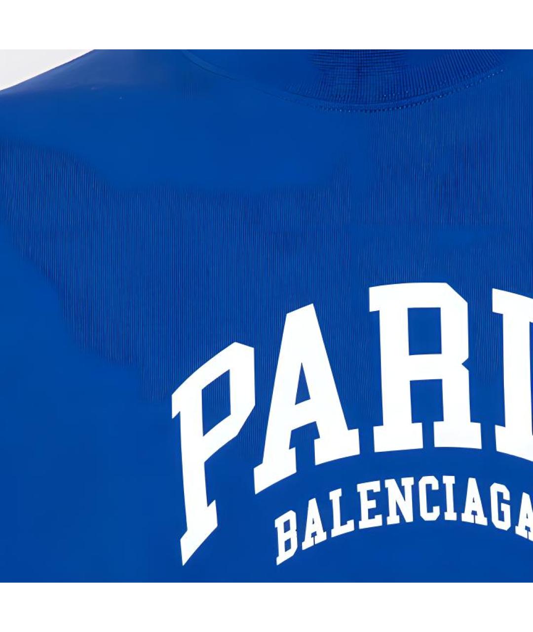 BALENCIAGA Синяя хлопковая футболка, фото 5