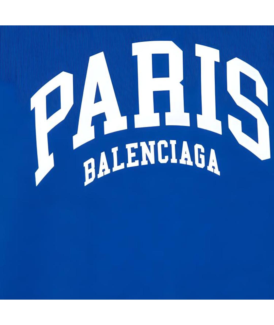 BALENCIAGA Синяя хлопковая футболка, фото 4