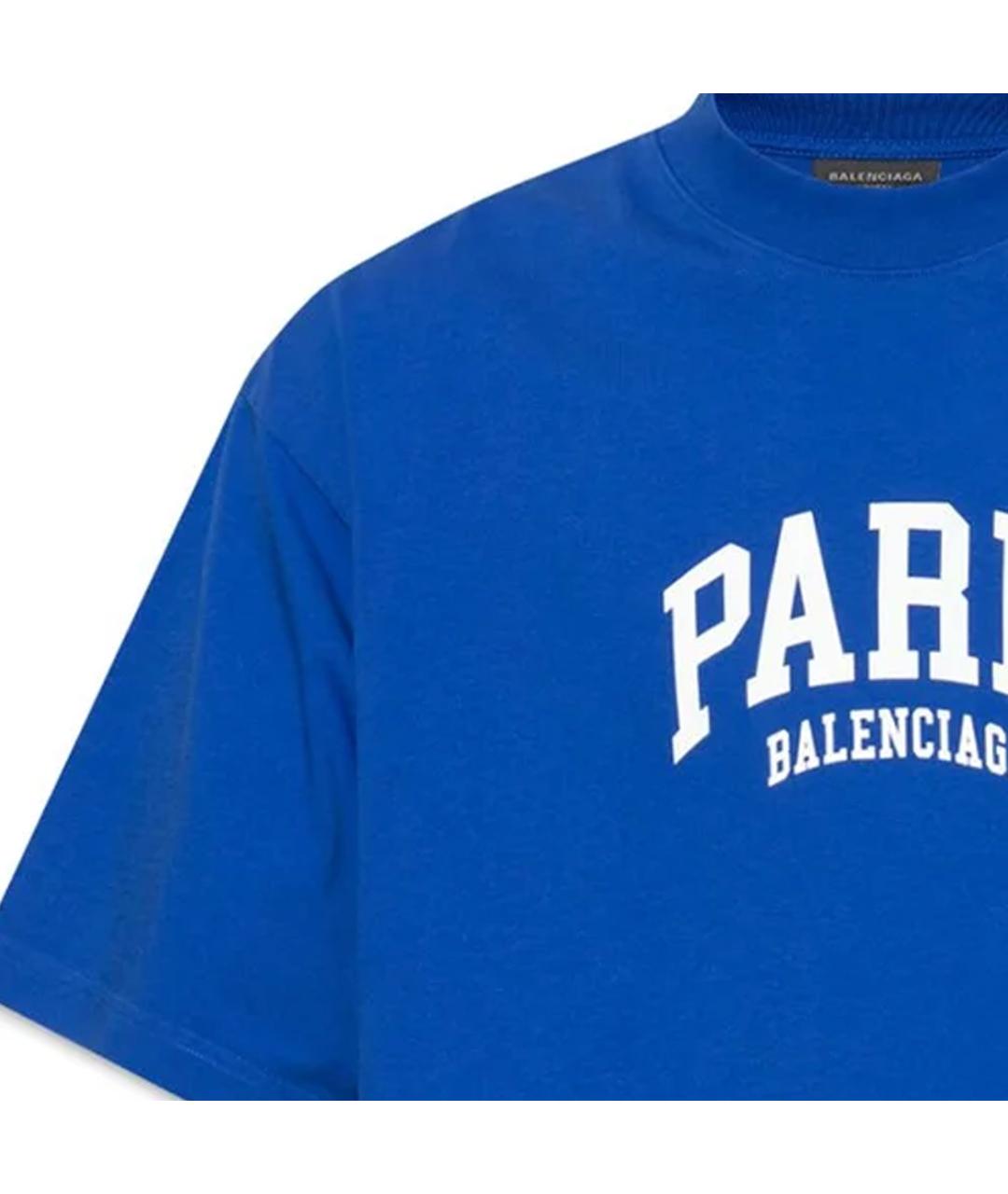 BALENCIAGA Синяя хлопковая футболка, фото 7