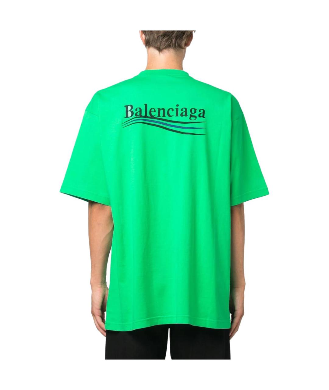 BALENCIAGA Зеленая хлопковая футболка, фото 4