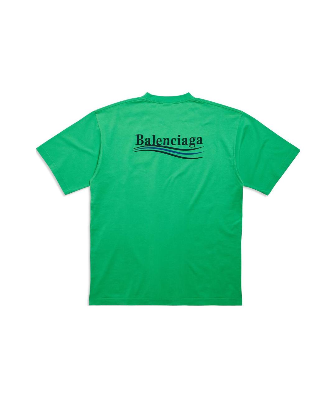 BALENCIAGA Зеленая хлопковая футболка, фото 2