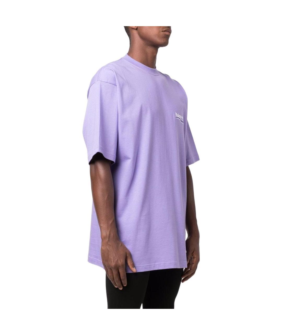 BALENCIAGA Фиолетовая хлопковая футболка, фото 6