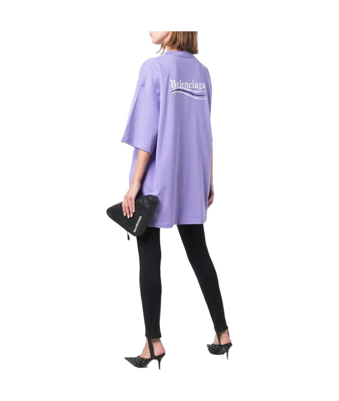 BALENCIAGA Фиолетовая хлопковая футболка, фото 5